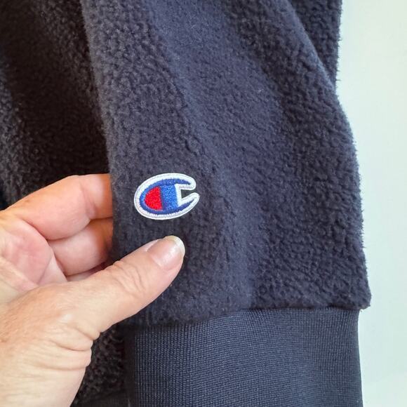 Duke University Champion Sherpa 1/2 Zip Pullover Hoodie Blue Devils Large EUC - Picture 4 of 10